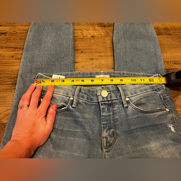 Mother Denim Jeans sz 25 Undone Hem Looker Crop Cliffhanger Wash Distressed - Picture 13 of 15